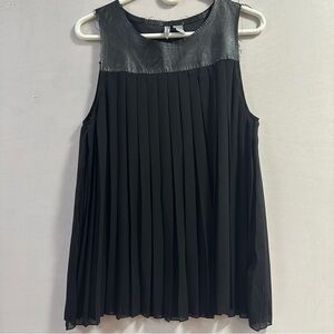H&M Black Pleated Tank Top Blouse